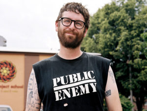 Sean Bonnette with a Public Enemy t-shirt